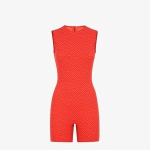 Fendi X Skims Sleeveless Mid-thigh Body Suit LARGE Georgia Orange!